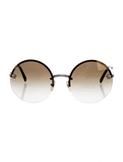 Pre-owned Versace Medusa Insignia Round Sunglasses In Black/gold