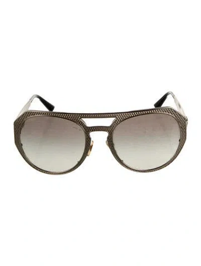 Pre-owned Versace Medusa Insignia Round Sunglasses In Gold