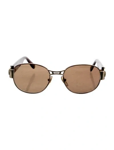 Pre-owned Versace Medusa Insignia Round Sunglasses In Gold