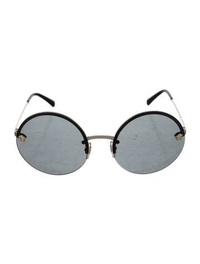 Pre-owned Versace Medusa Insignia Round Sunglasses W/ Tags In Black