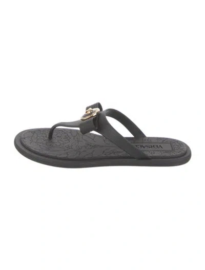 Pre-owned Versace Medusa Insignia Rubber Flip Flops In Black