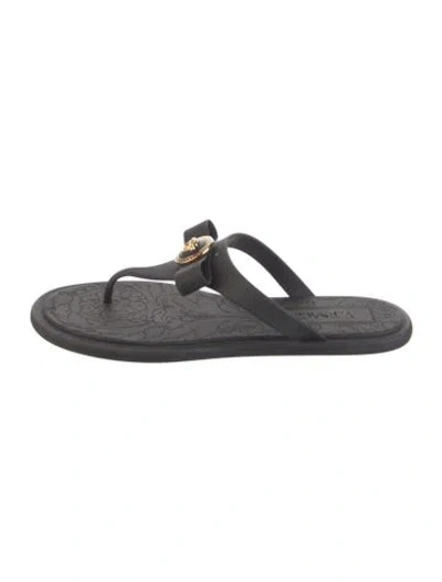 Pre-owned Versace Medusa Insignia Rubber Flip Flops In Black