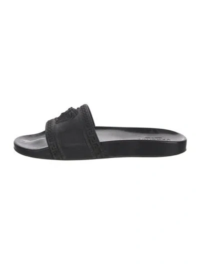Pre-owned Versace Medusa Insignia Rubber Slides In Black