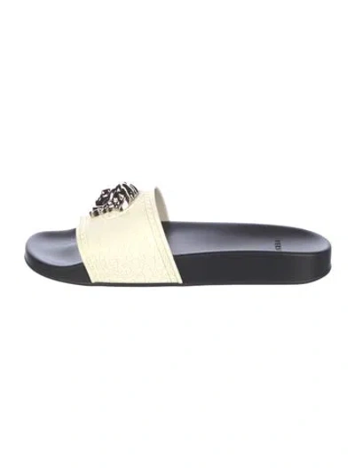 Pre-owned Versace Medusa Insignia Rubber Slides In Blue