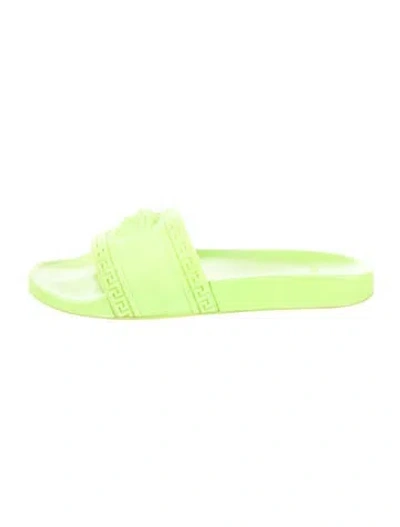 Pre-owned Versace Medusa Insignia Rubber Slides In Green