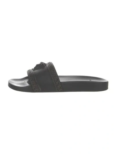 Pre-owned Versace Medusa Insignia Rubber Slides In Grey
