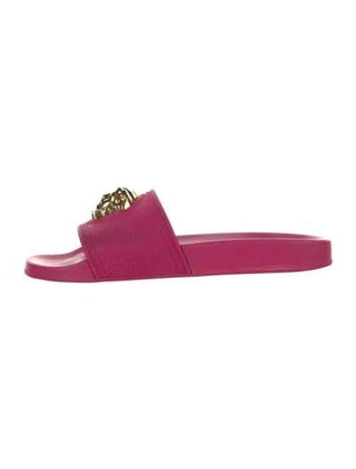 Pre-owned Versace Medusa Insignia Rubber Slides In Pink