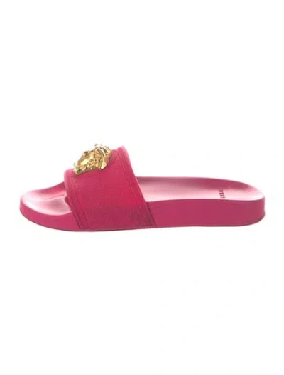 Pre-owned Versace Medusa Insignia Rubber Slides In Pink