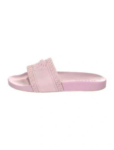 Pre-owned Versace Medusa Insignia Rubber Slides In Pink