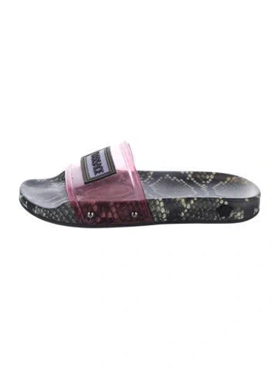 Pre-owned Versace Medusa Insignia Rubber Slides In Pink