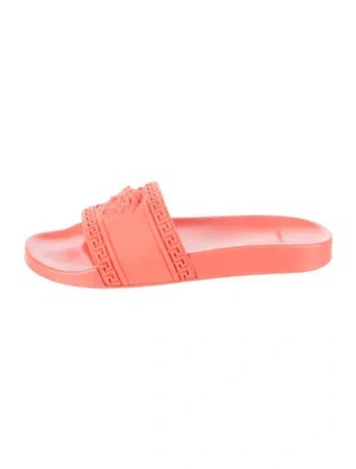 Pre-owned Versace Medusa Insignia Rubber Slides In Pink