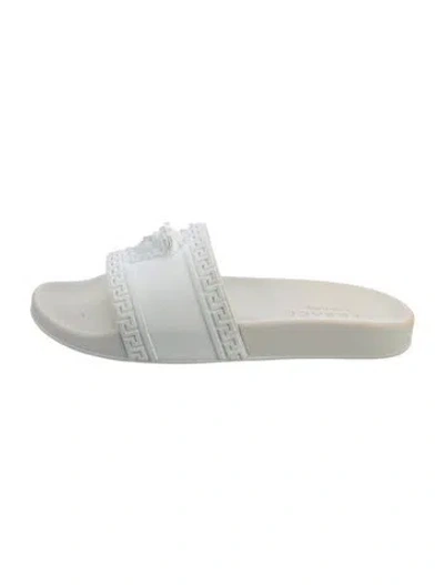 Pre-owned Versace Medusa Insignia Rubber Slides In White