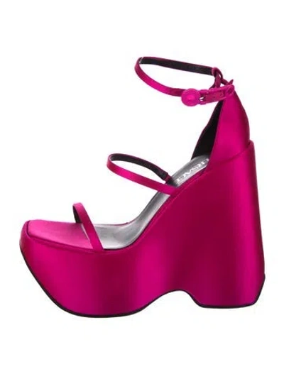 Pre-owned Versace Medusa Insignia Satin Sandals In Pink