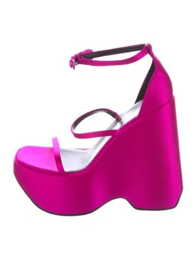 Pre-owned Versace Medusa Insignia Satin Sandals In Pink