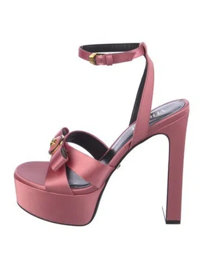 Pre-owned Versace Medusa Insignia Satin Sandals In Pink