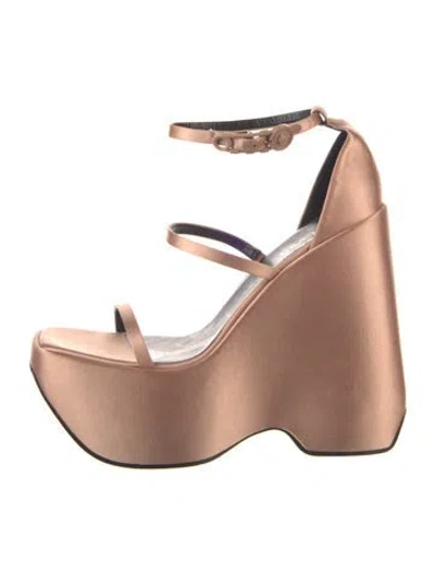 Pre-owned Versace Medusa Insignia Satin Sandals In Pink