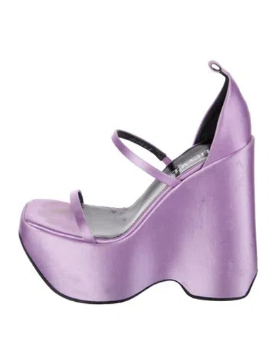 Pre-owned Versace Medusa Insignia Satin Sandals In Purple