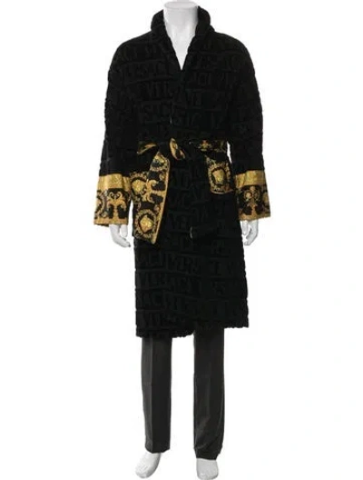 Pre-owned Versace Medusa Insignia Sequin Embellishments Robe In Black