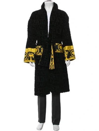 Pre-owned Versace Medusa Insignia Sequin Embellishments Robe In Green