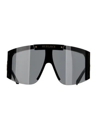 Pre-owned Versace Medusa Insignia Shield Sunglasses In Black