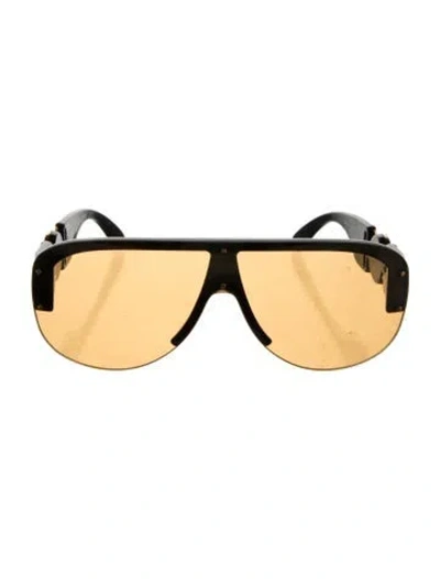 Pre-owned Versace Medusa Insignia Shield Sunglasses In Black
