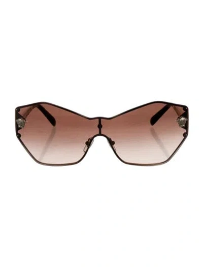 Pre-owned Versace Medusa Insignia Shield Sunglasses In Gold