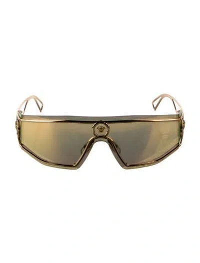Pre-owned Versace Medusa Insignia Shield Sunglasses In Gold