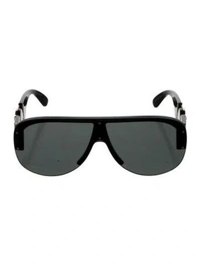 Pre-owned Versace Medusa Insignia Shield Sunglasses W/ Tags In Black/gold