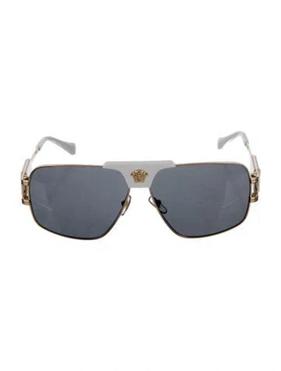 Pre-owned Versace Medusa Insignia Shield Sunglasses In White