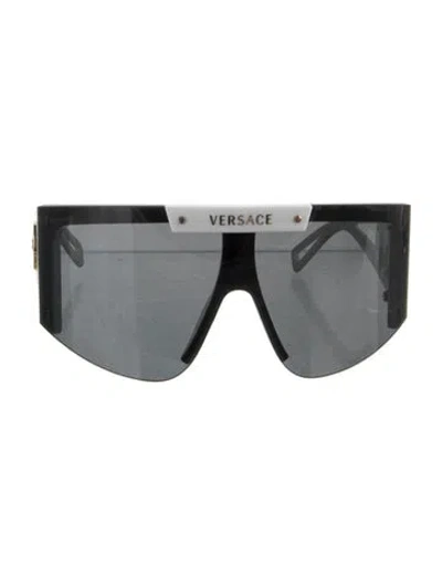 Pre-owned Versace Medusa Insignia Shield Sunglasses In White