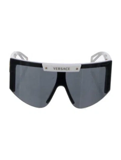 Pre-owned Versace Medusa Insignia Shield Sunglasses In White