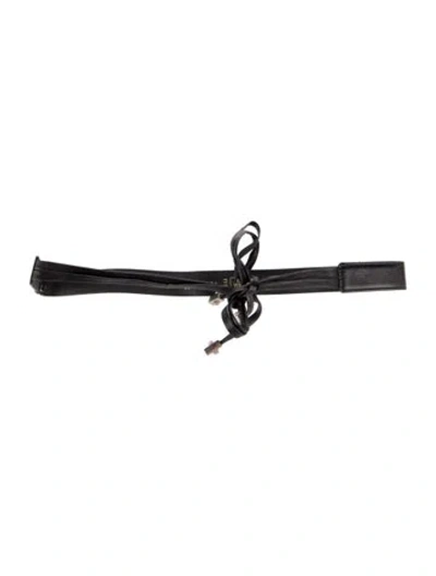 Pre-owned Versace Medusa Insignia Skinny Belt In Black