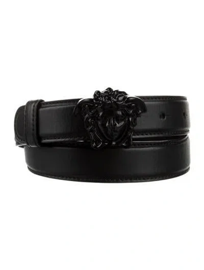 Pre-owned Versace Medusa Insignia Skinny Belt Kit In Black