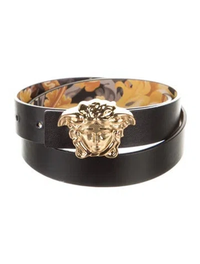 Pre-owned Versace Medusa Insignia Skinny Belt In Multi