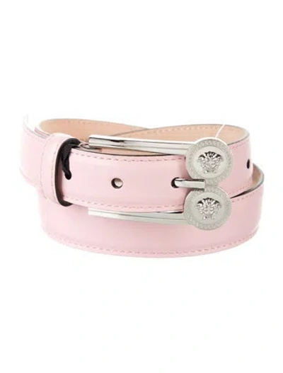 Pre-owned Versace Medusa Insignia Skinny Belt W/ Tags In Pink
