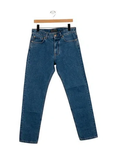 Pre-owned Versace Medusa Insignia Skinny Jeans W/ Tags In Blue