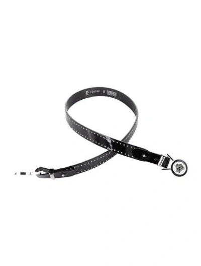 Pre-owned Versace Medusa Insignia Skinny Waist Belt In Black