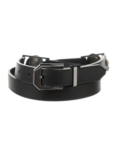 Pre-owned Versace Medusa Insignia Skinny Waist Belt In Black