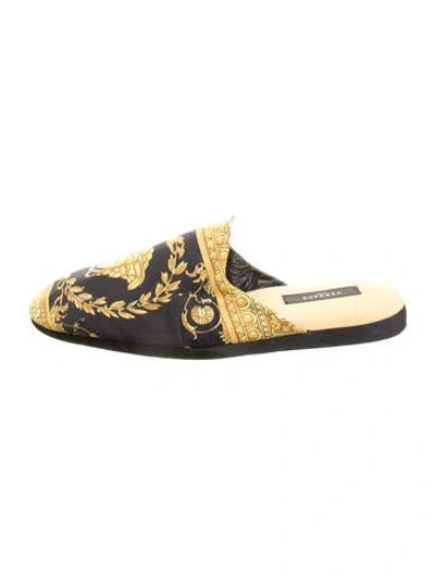 Pre-owned Versace Medusa Insignia Slippers In Black