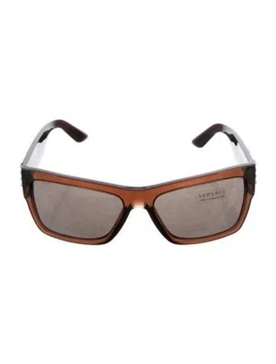 Pre-owned Versace Medusa Insignia Square Sunglasses In Brown