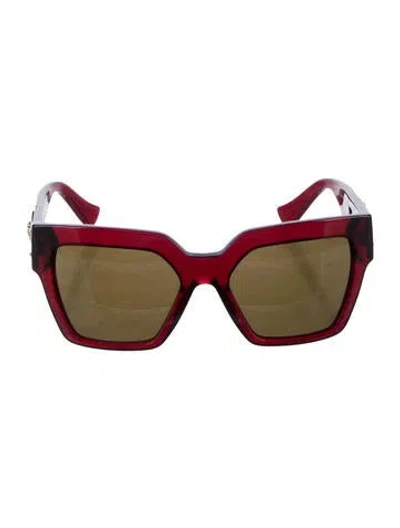 Pre-owned Versace Medusa Insignia Square Sunglasses In Burgundy