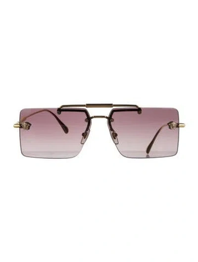 Pre-owned Versace Medusa Insignia Square Sunglasses In Gold