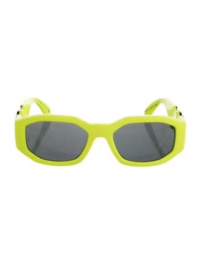 Pre-owned Versace Medusa Insignia Square Sunglasses In Green