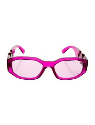 Pre-owned Versace Medusa Insignia Square Sunglasses In Pink
