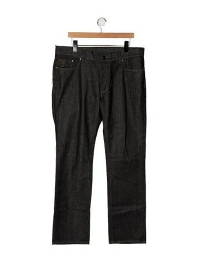 Pre-owned Versace Medusa Insignia Straight-leg Jeans In Black