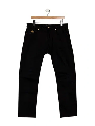 Pre-owned Versace Medusa Insignia Straight-leg Jeans In Black