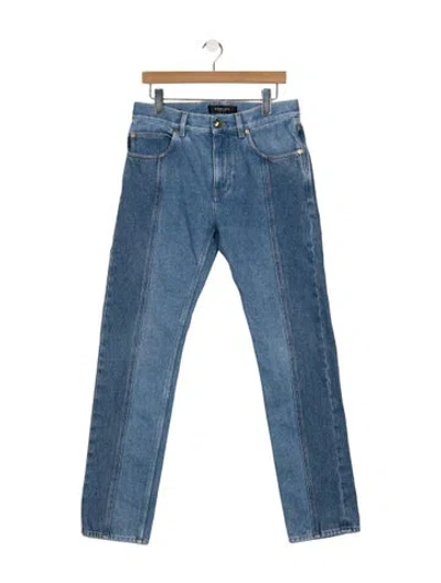 Pre-owned Versace Medusa Insignia Straight-leg Jeans In Blue