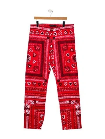 Pre-owned Versace Medusa Insignia Straight-leg Jeans W/ Tags In Red