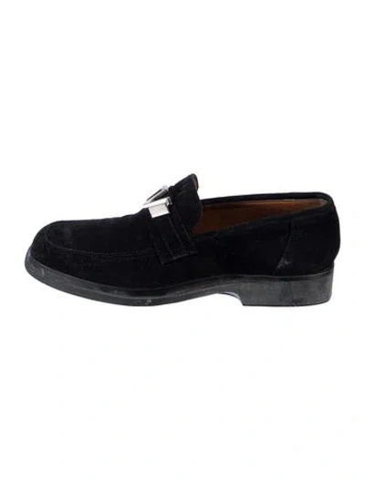 Pre-owned Versace Medusa Insignia Suede Dress Loafers In Black