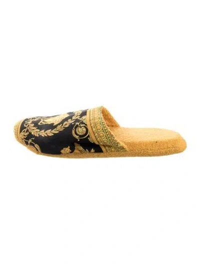 Pre-owned Versace Medusa Insignia Terry Cloth Slippers In Yellow